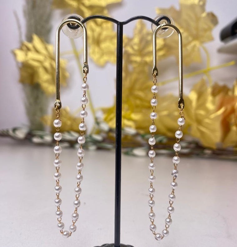 Pearl Chain Drop Earrings