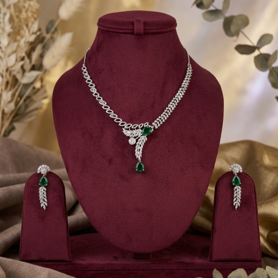 Emerald Peacock Statement Necklace Set