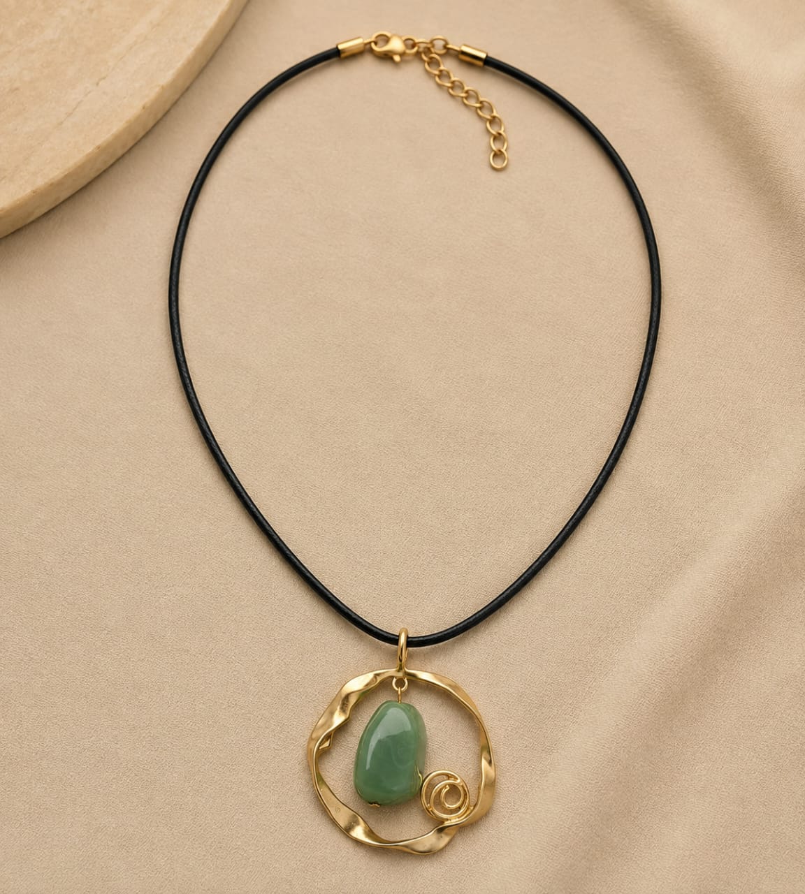 Golden Pendant Cord Necklace