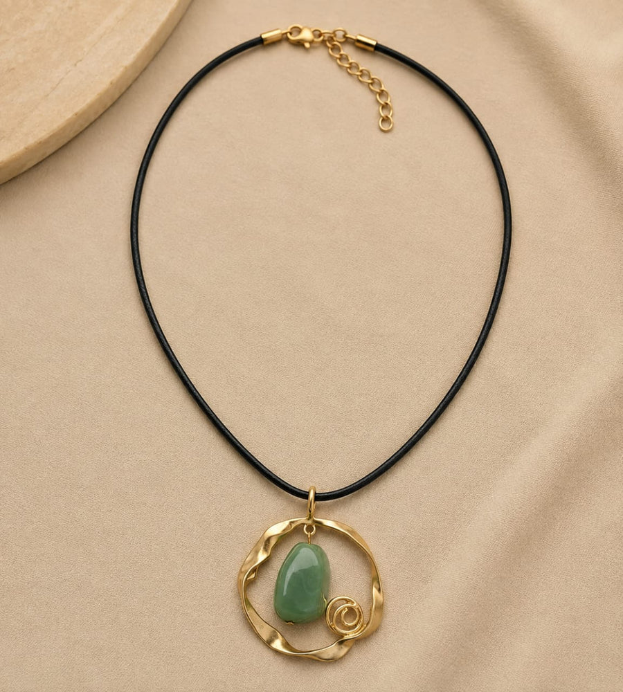 Golden Pendant Cord Necklace
